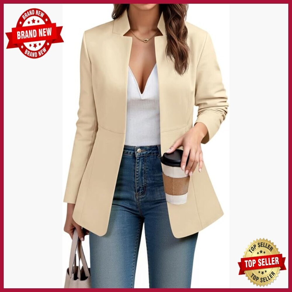 Women's Business Casual Blazer Long Sleeve Open Front Notch Collar Jacket